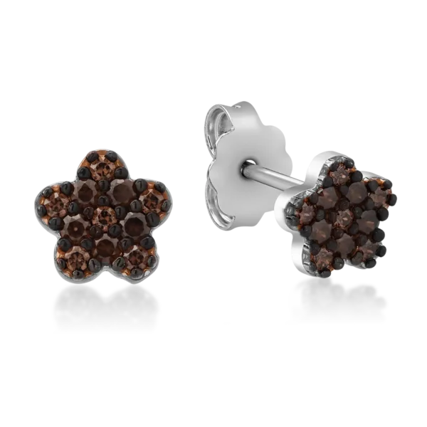 Cercei floare din aur alb