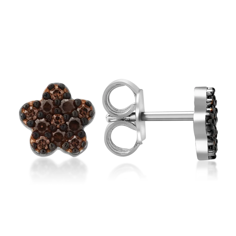 Cercei floare din aur alb - imagine 3