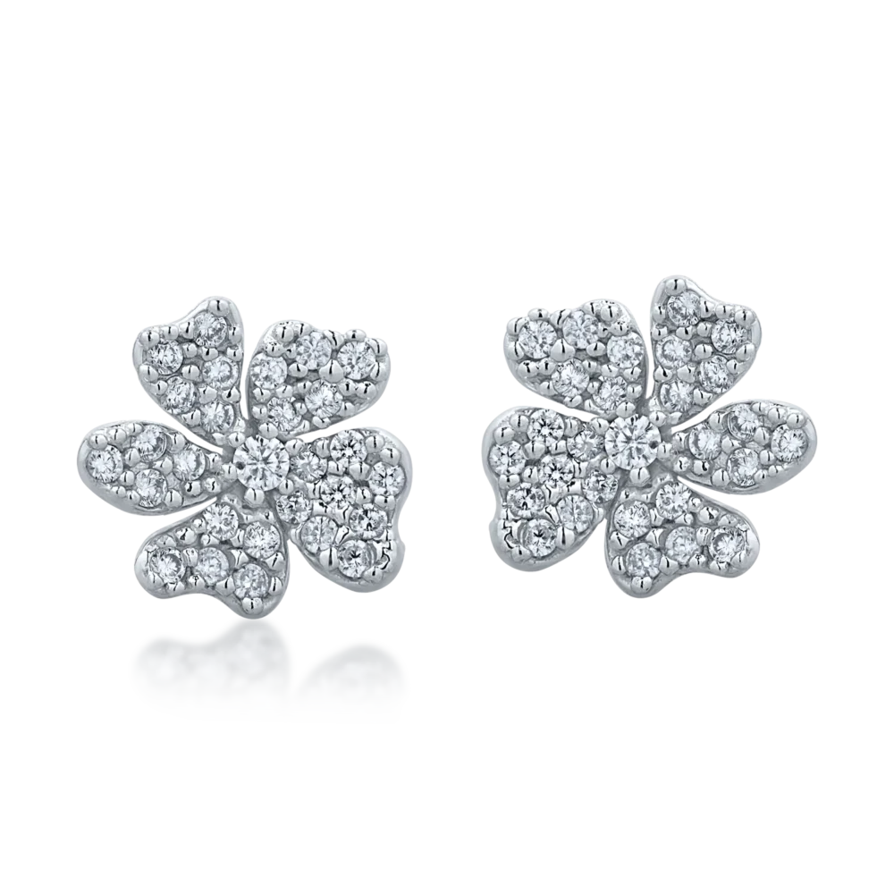 Cercei floare din aur alb - imagine 2