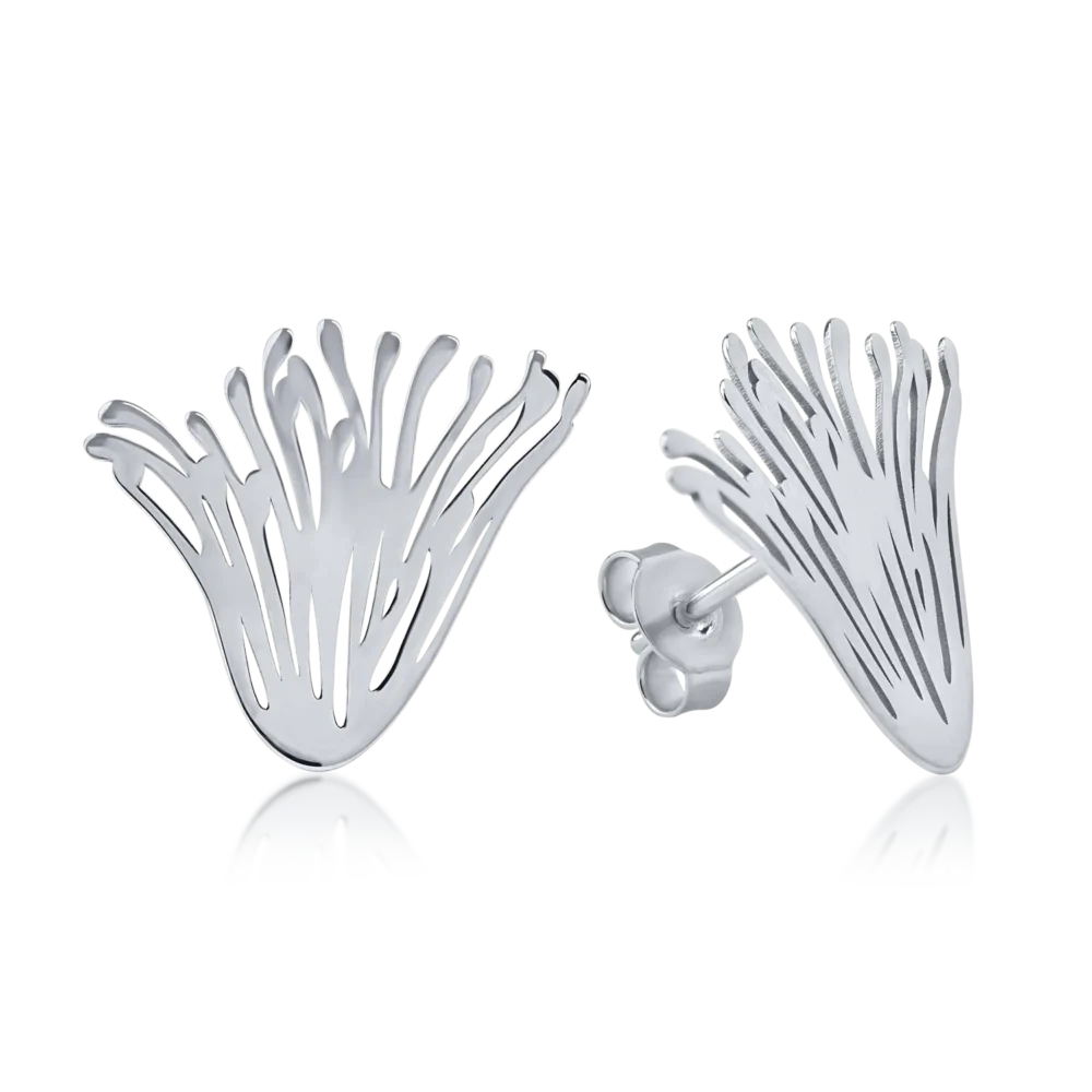 Cercei floare din aur alb