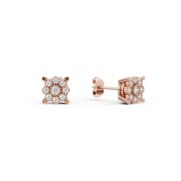 Cercei floare din aur roz cu zirconia