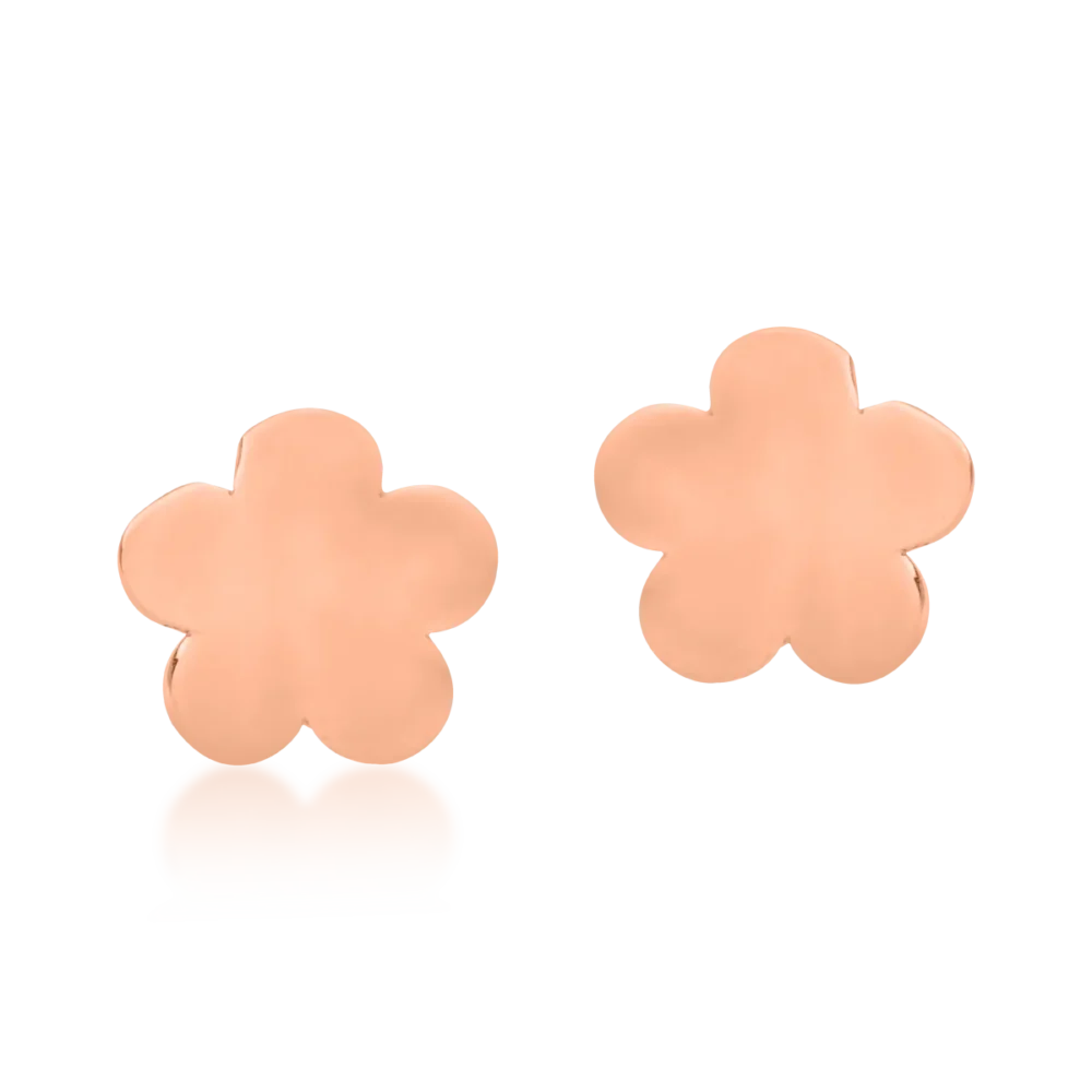 Cercei floare din aur roz - imagine 2