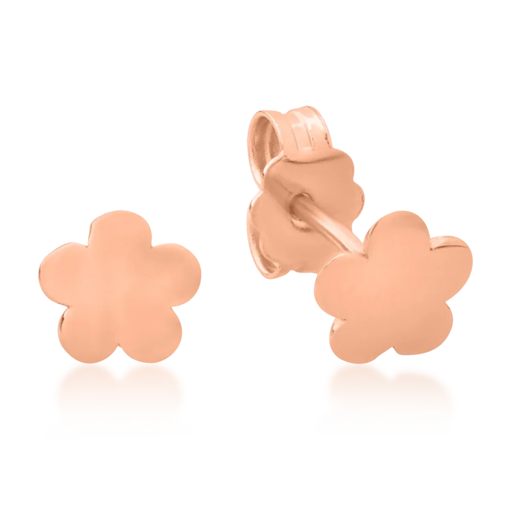 Cercei floare din aur roz