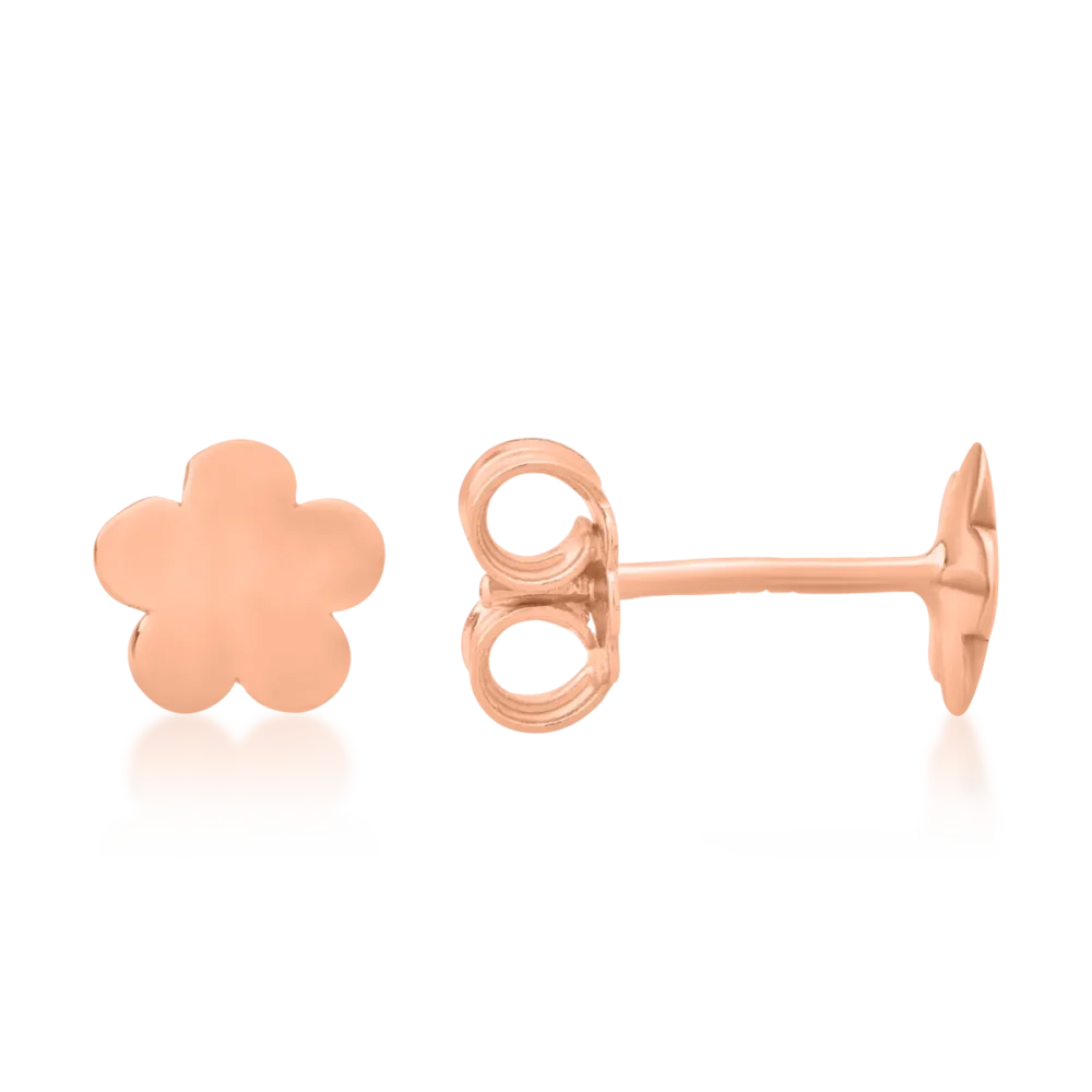 Cercei floare din aur roz - imagine 3