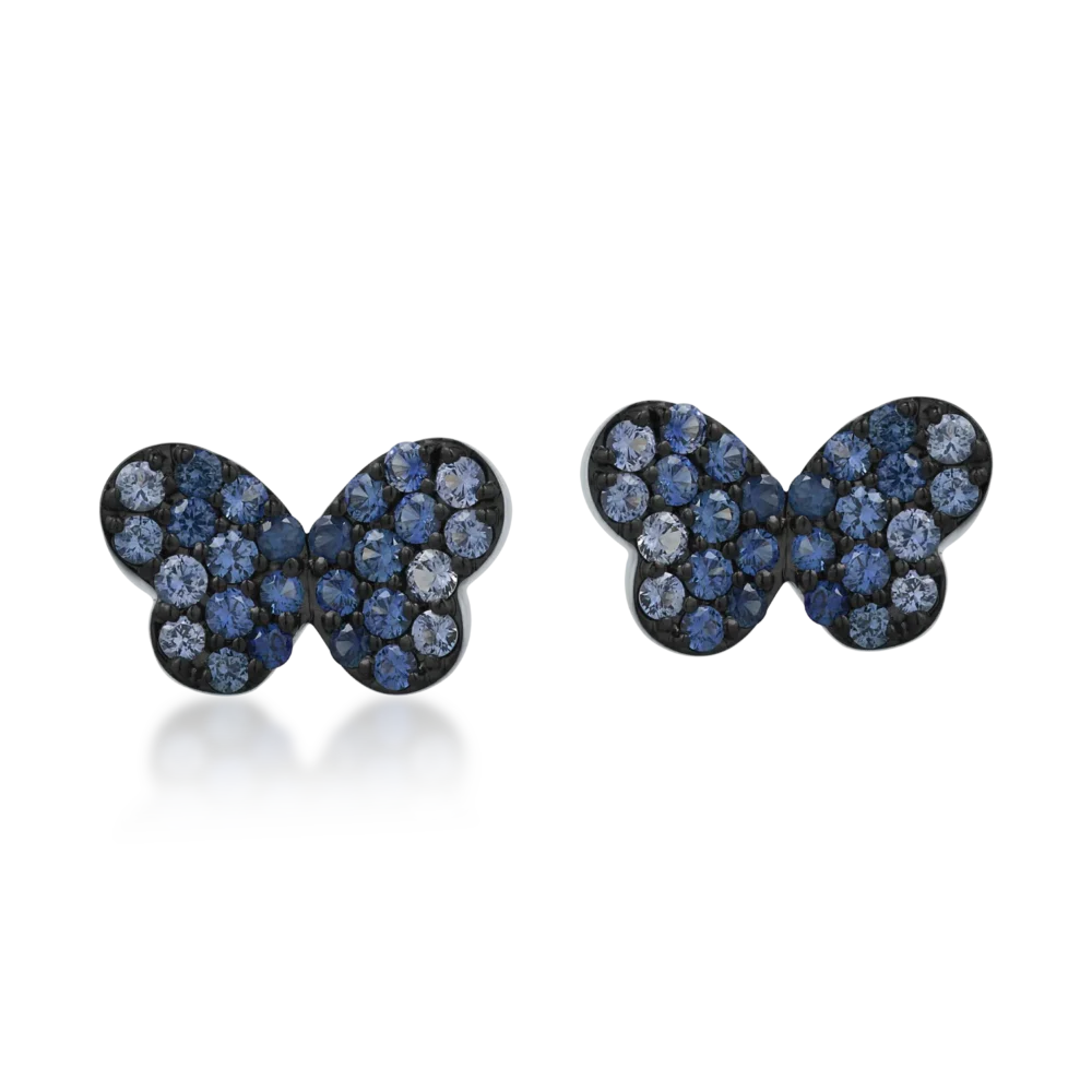 Cercei fluturasi din aur alb cu safire de 0.54ct - imagine 2