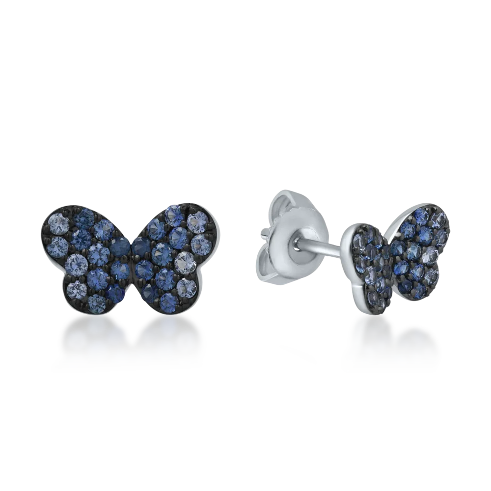 Cercei fluturasi din aur alb cu safire de 0.54ct