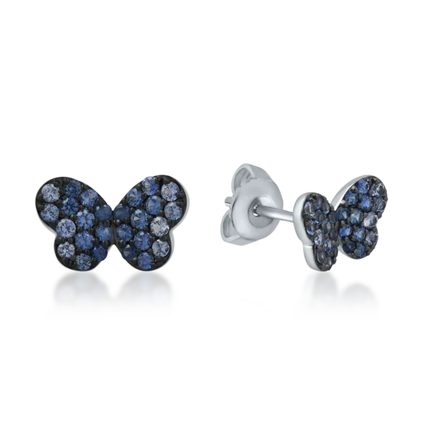 Cercei fluturasi din aur alb cu safire de 0.54ct