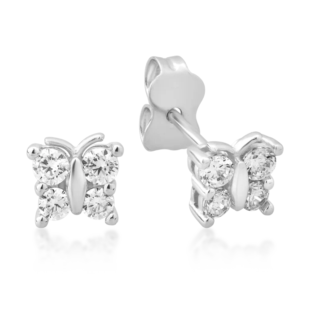 Cercei fluturasi din aur alb