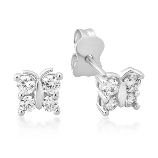 Cercei fluturasi din aur alb