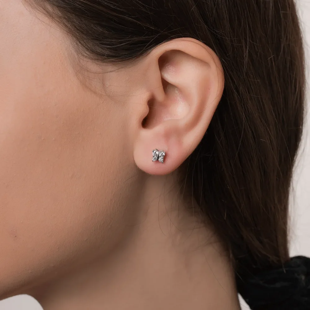 Cercei fluturasi din aur alb - imagine 4