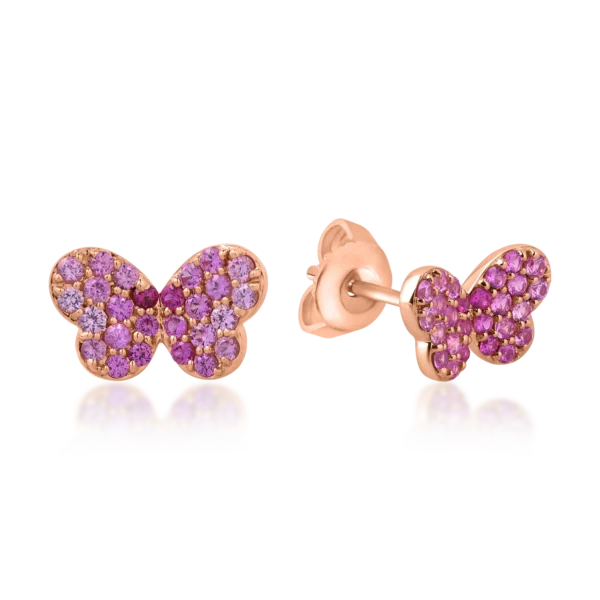 Cercei fluturasi din aur roz cu safire roz de 0.56ct