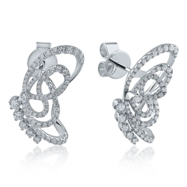 Cercei fluture din aur alb cu diamante de 0.7ct