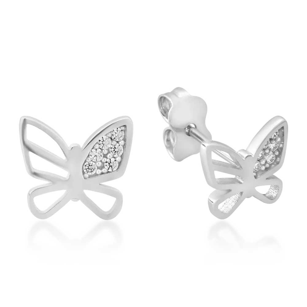 Cercei fluturi din aur alb