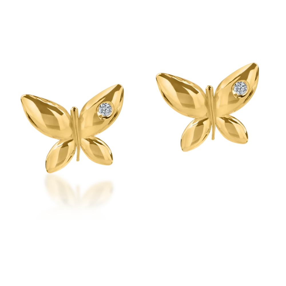 Cercei fluturi din aur galben cu diamante de 0.006ct - imagine 2