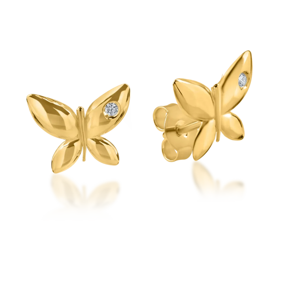 Cercei fluturi din aur galben cu diamante de 0.006ct
