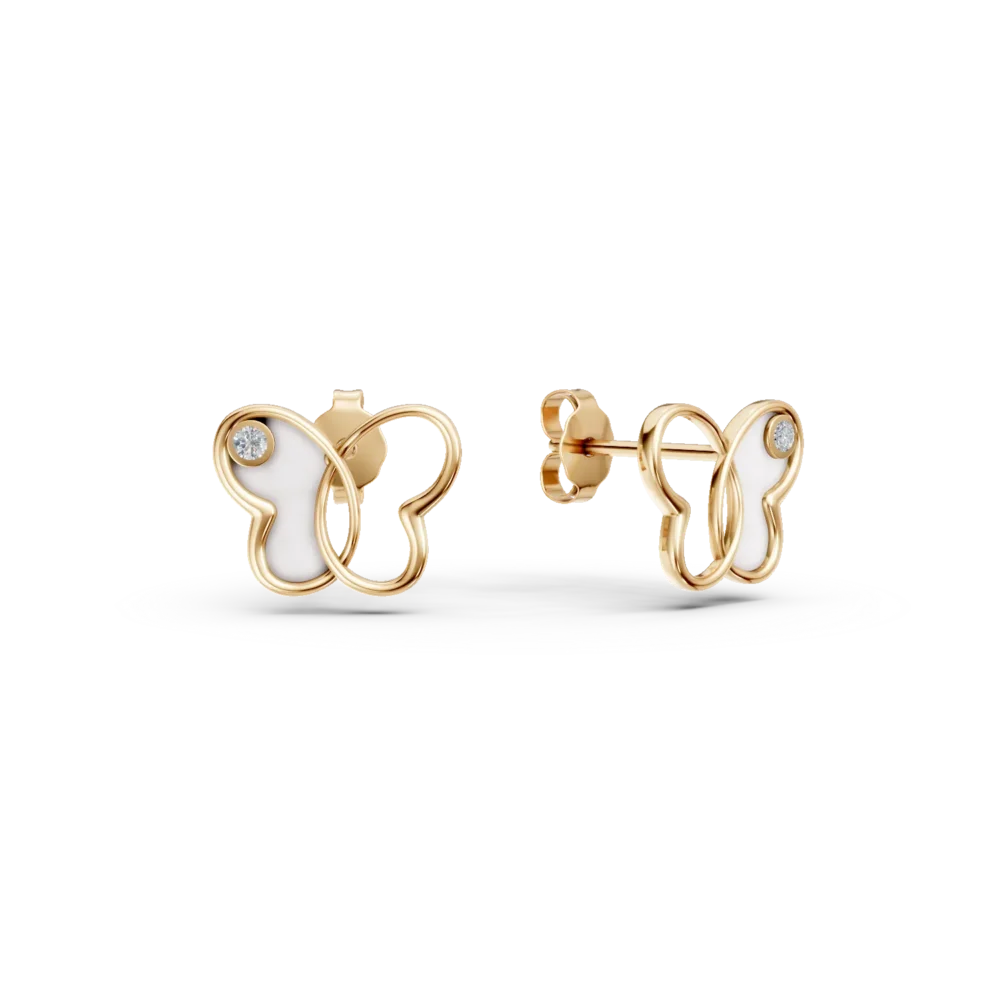 Cercei fluturi din aur galben