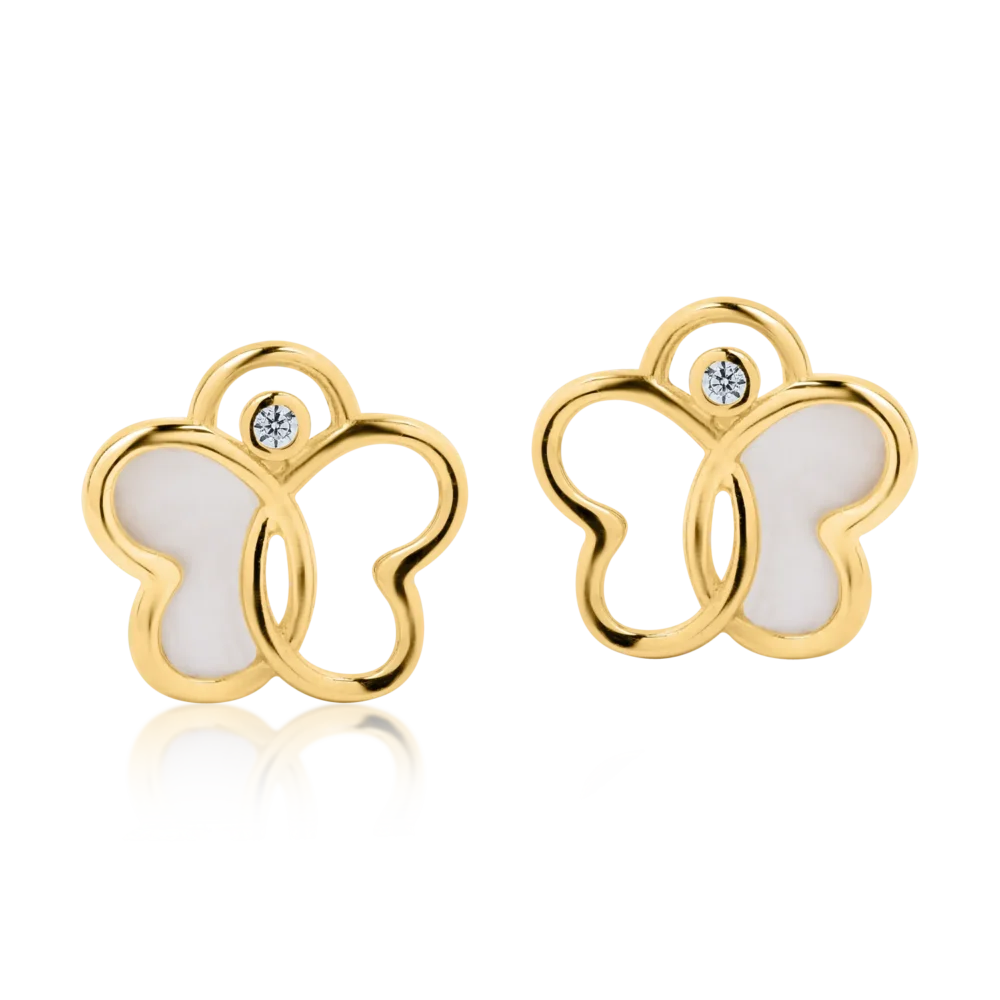 Cercei fluturi din aur galben - imagine 2