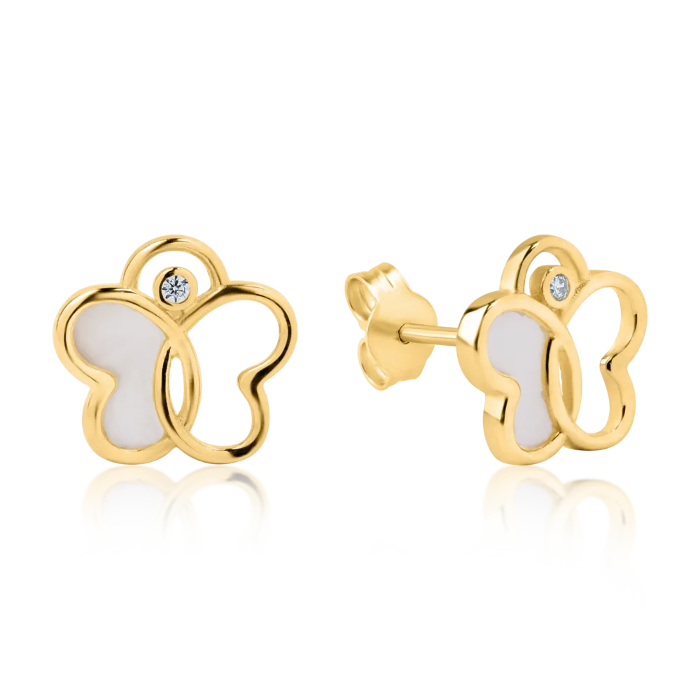 Cercei fluturi din aur galben