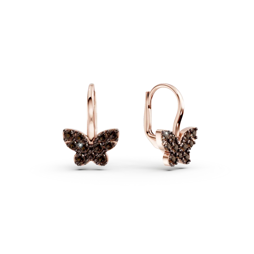 Cercei fluturi din aur roz