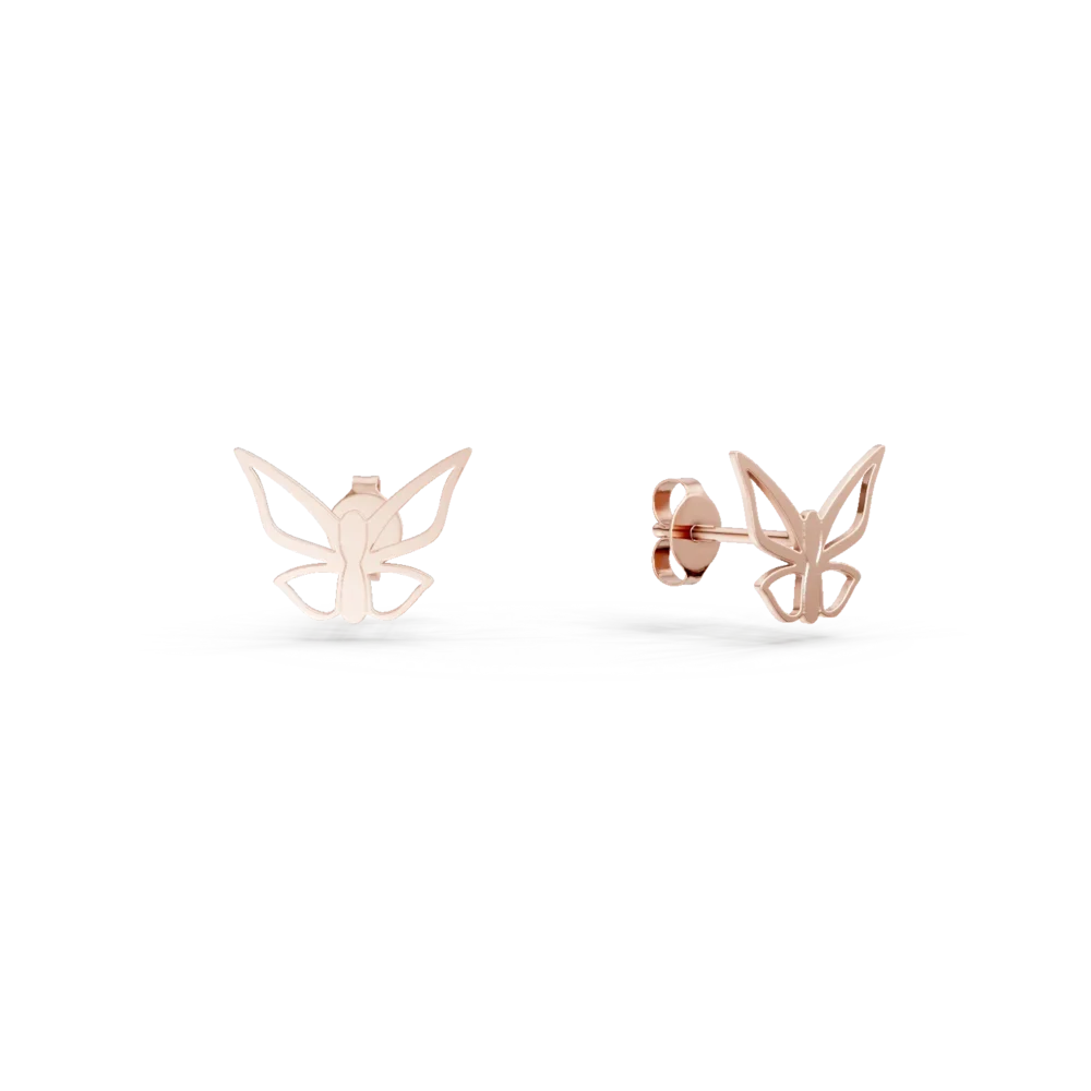 Cercei fluturi din aur roz