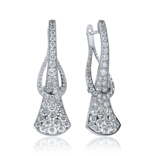 Cercei forma abstracta din aur alb cu diamante de 2.2ct