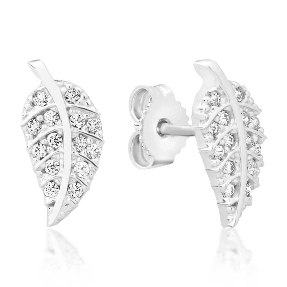 Cercei frunza din aur alb