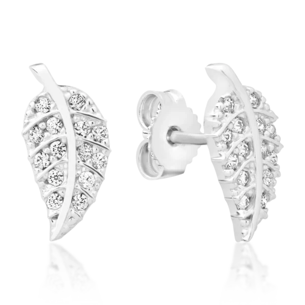 Cercei frunza din aur alb