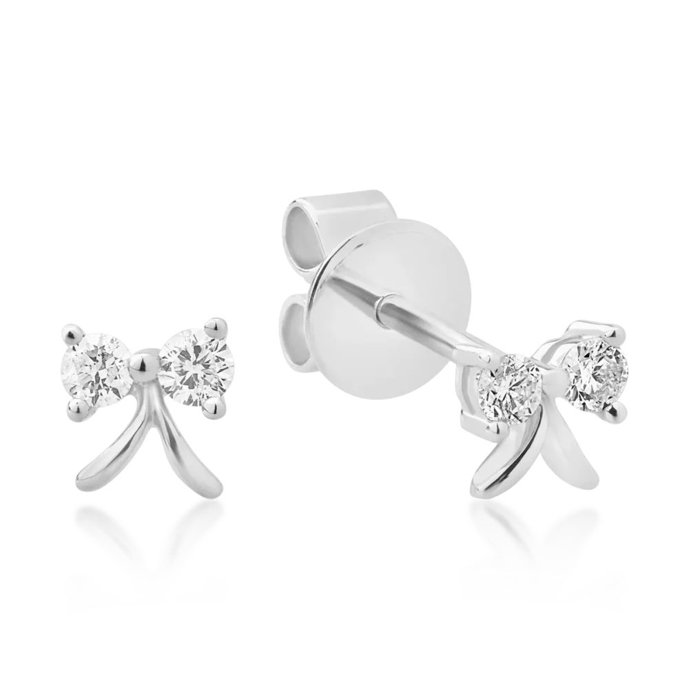 Cercei fundita din aur alb cu diamante de 0.117ct