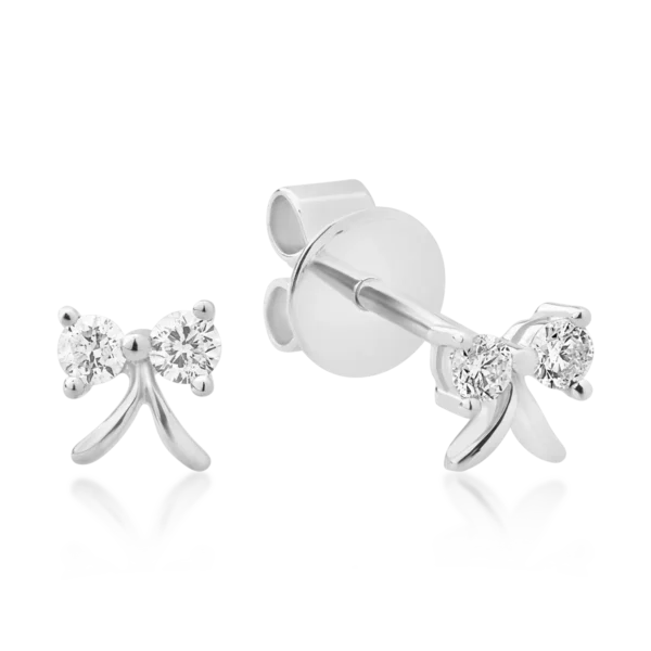 Cercei fundita din aur alb cu diamante de 0.117ct