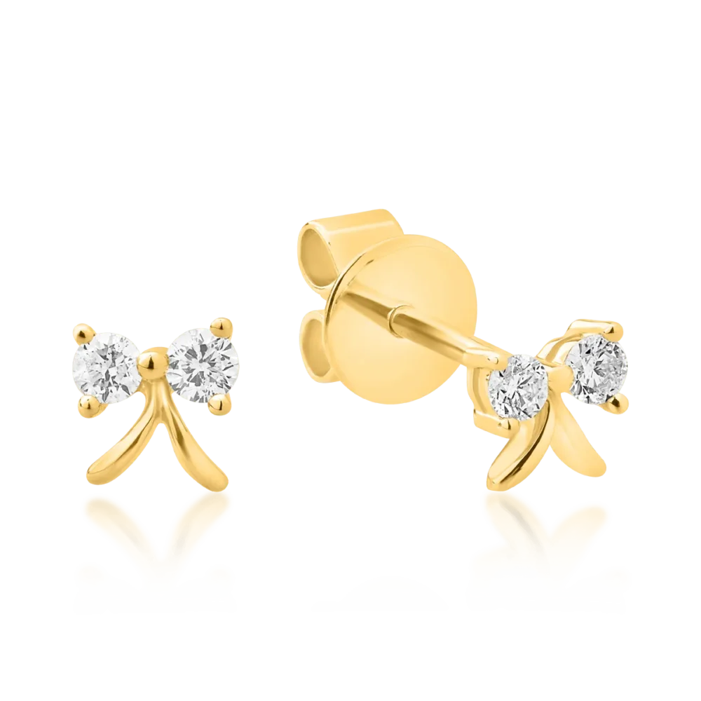 Cercei fundita din aur galben cu diamante de 0.118ct