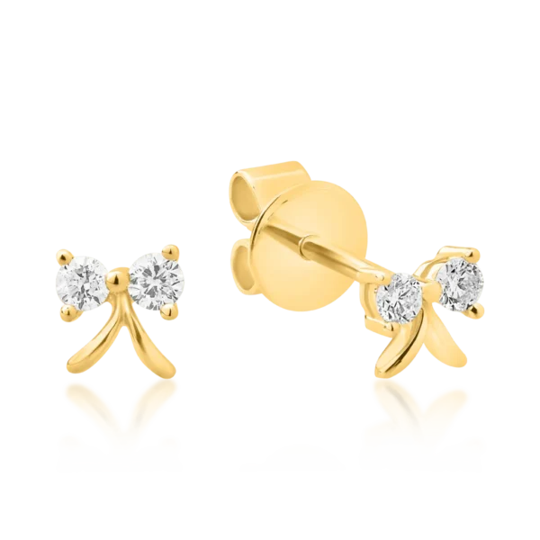 Cercei fundita din aur galben cu diamante de 0.118ct