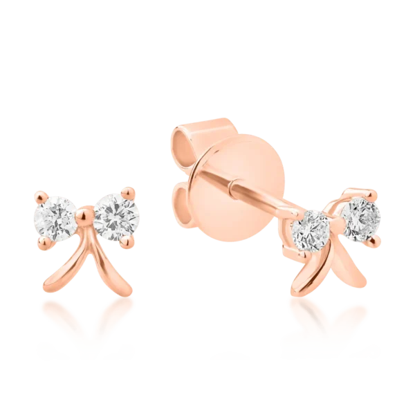 Cercei fundita din aur roz cu diamante de 0.118ct