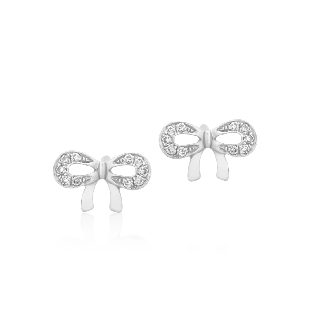 Cercei fundite din aur alb cu diamante de 0.062ct - imagine 2