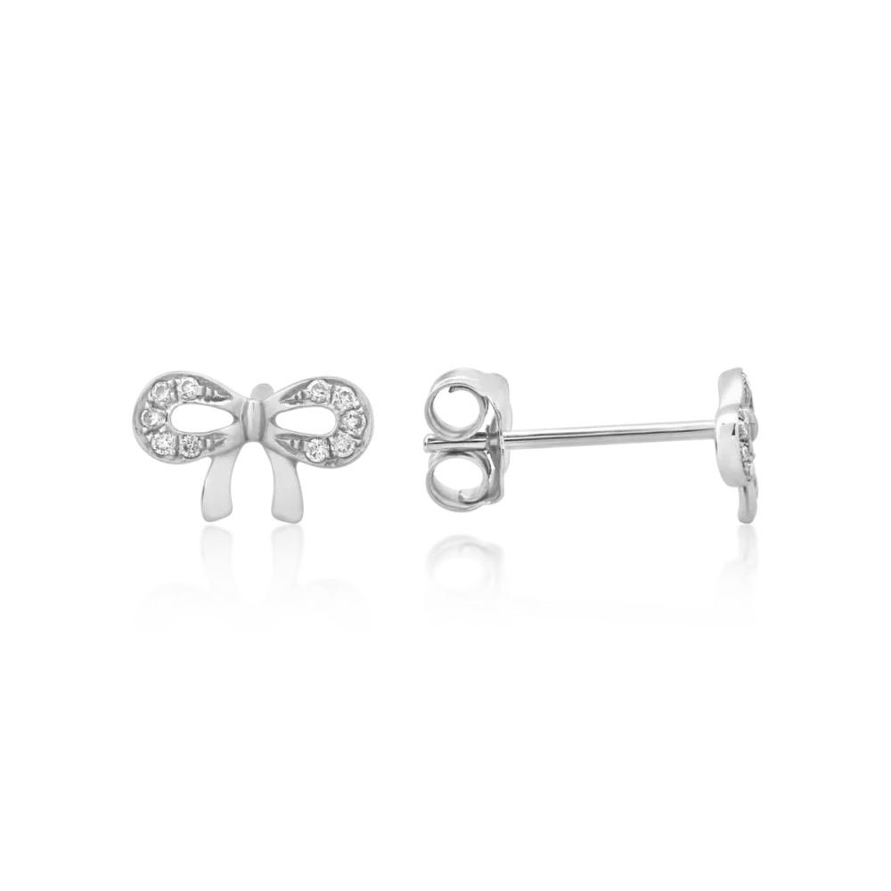 Cercei fundite din aur alb cu diamante de 0.062ct - imagine 3