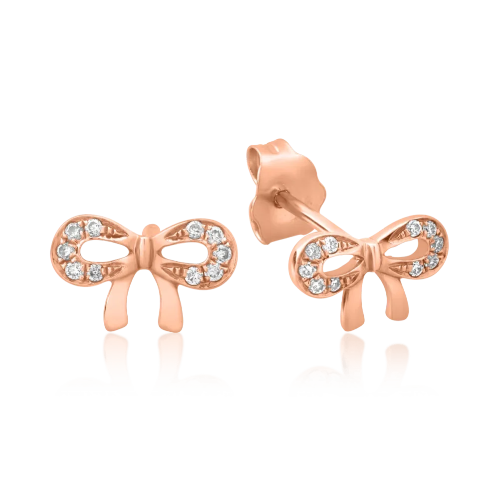 Cercei fundite din aur roz cu diamante de 0.062ct