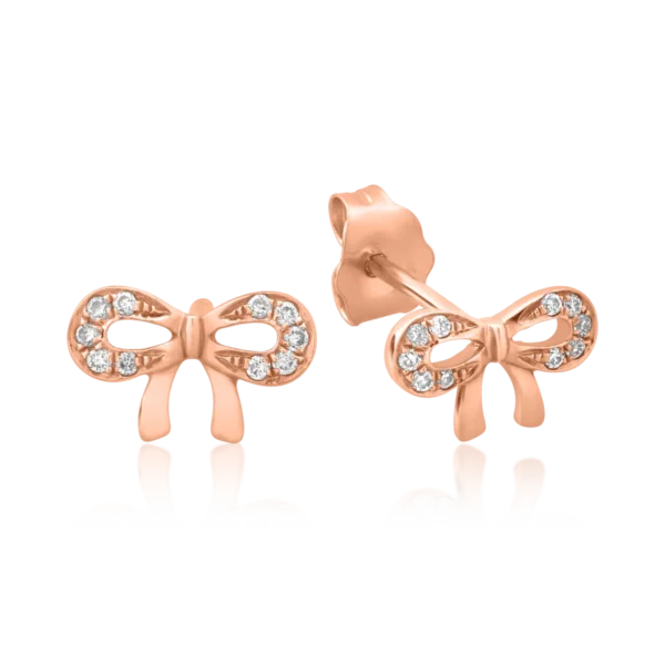 Cercei fundite din aur roz cu diamante de 0.062ct