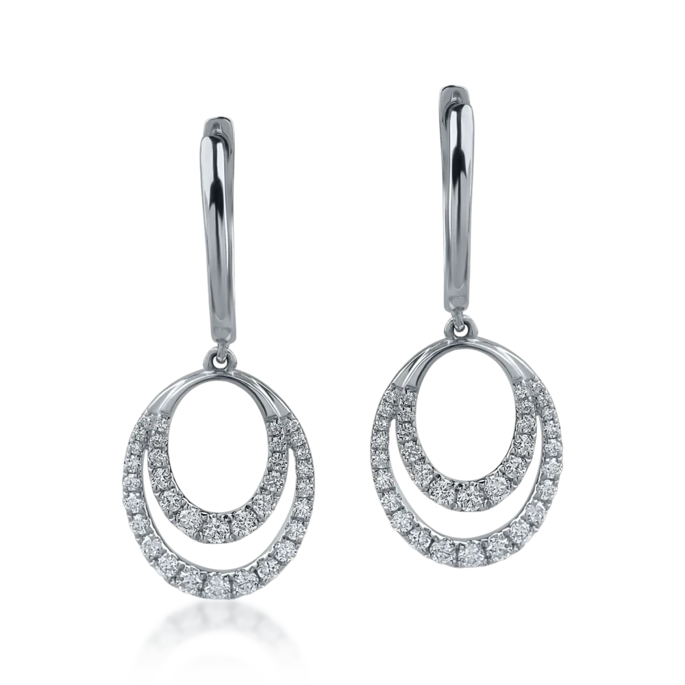 Cercei geometrici din aur alb cu diamante de 0.38ct - imagine 2