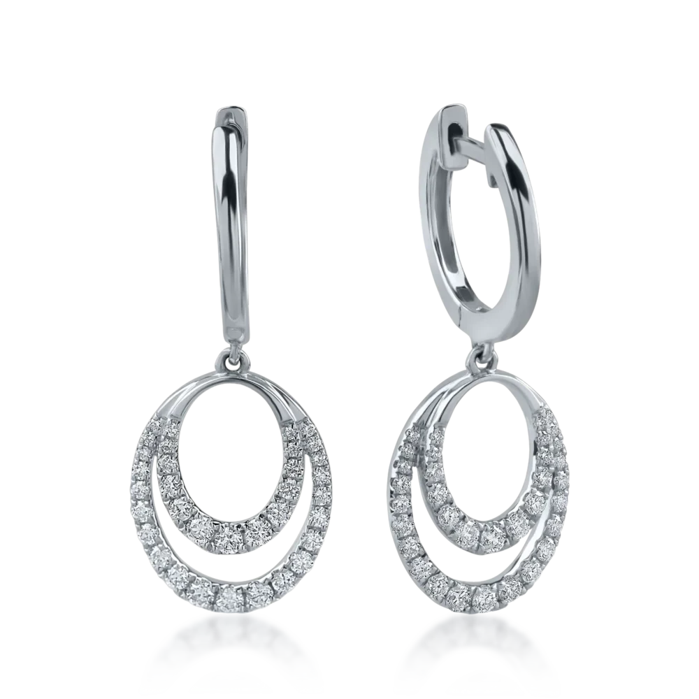 Cercei geometrici din aur alb cu diamante de 0.38ct