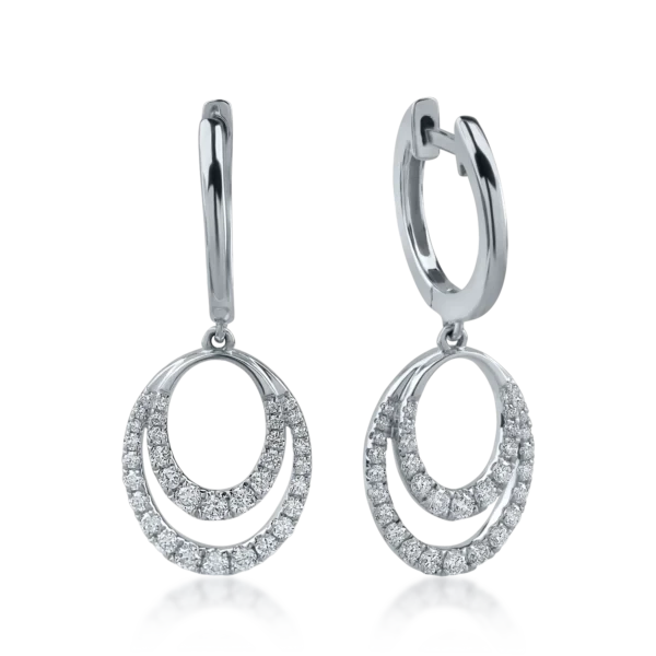 Cercei geometrici din aur alb cu diamante de 0.38ct