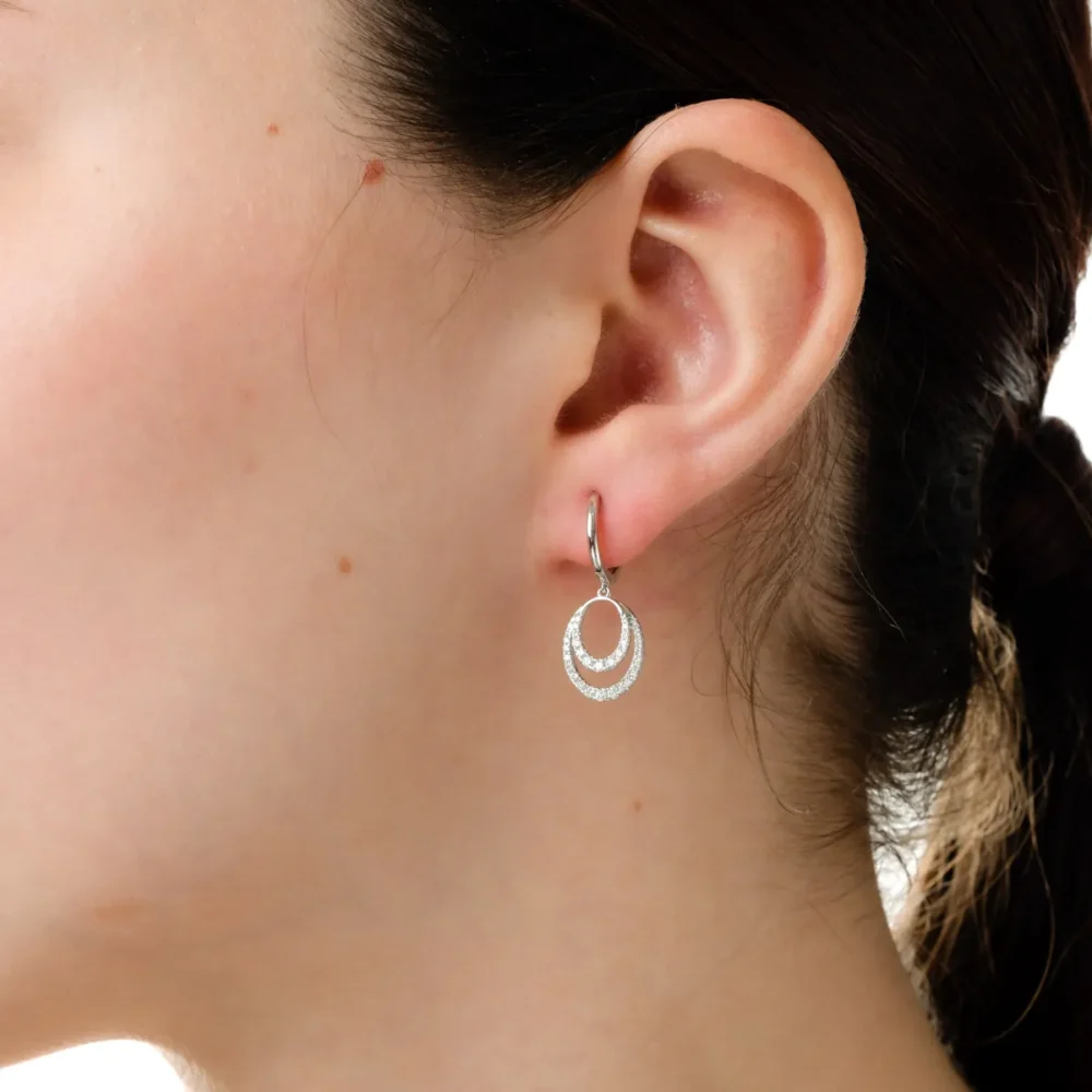 Cercei geometrici din aur alb cu diamante de 0.38ct - imagine 3