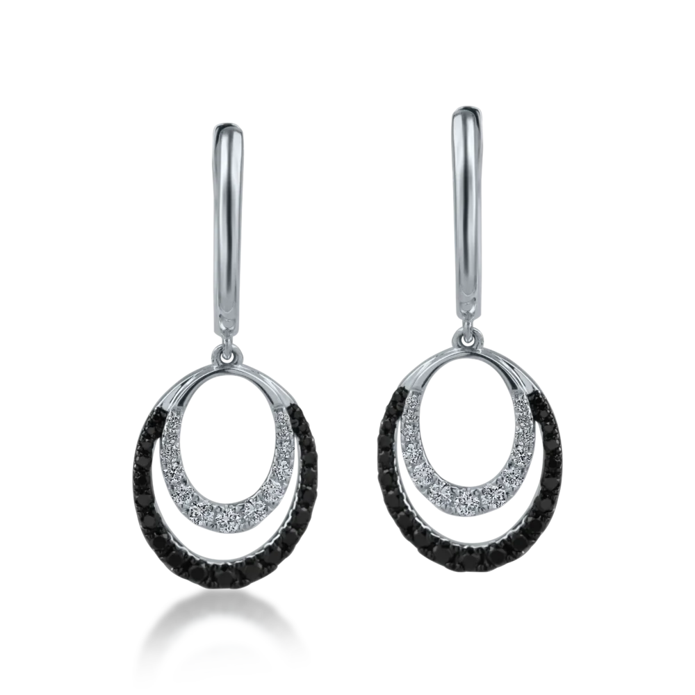 Cercei geometrici din aur alb cu diamante de 0.43ct - imagine 2