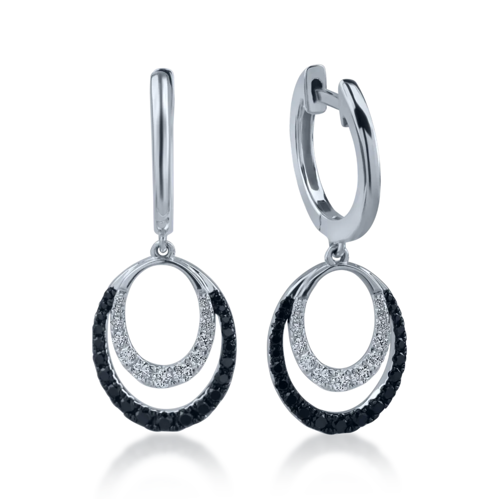 Cercei geometrici din aur alb cu diamante de 0.43ct