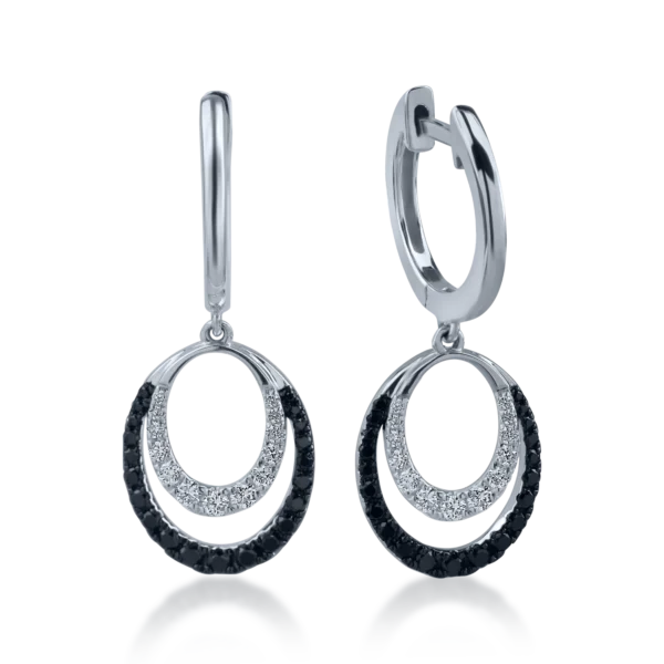 Cercei geometrici din aur alb cu diamante de 0.43ct