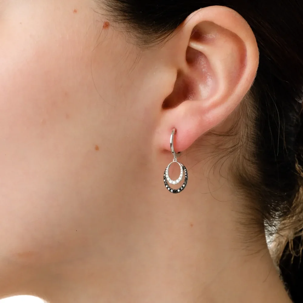 Cercei geometrici din aur alb cu diamante de 0.43ct - imagine 3