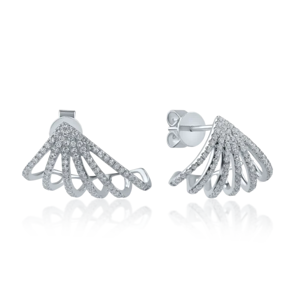 Cercei geometrici din aur alb cu diamante de 0.55ct