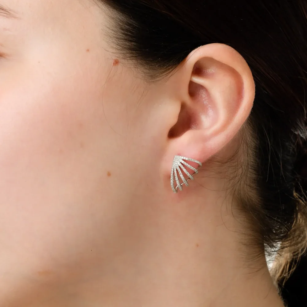 Cercei geometrici din aur alb cu diamante de 0.55ct - imagine 3