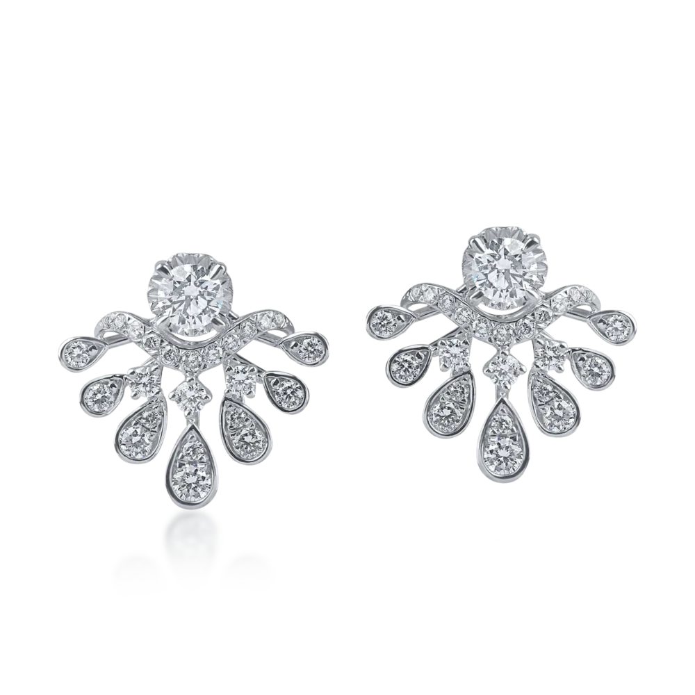 Cercei geometrici din aur alb cu diamante de 0.85ct - imagine 2