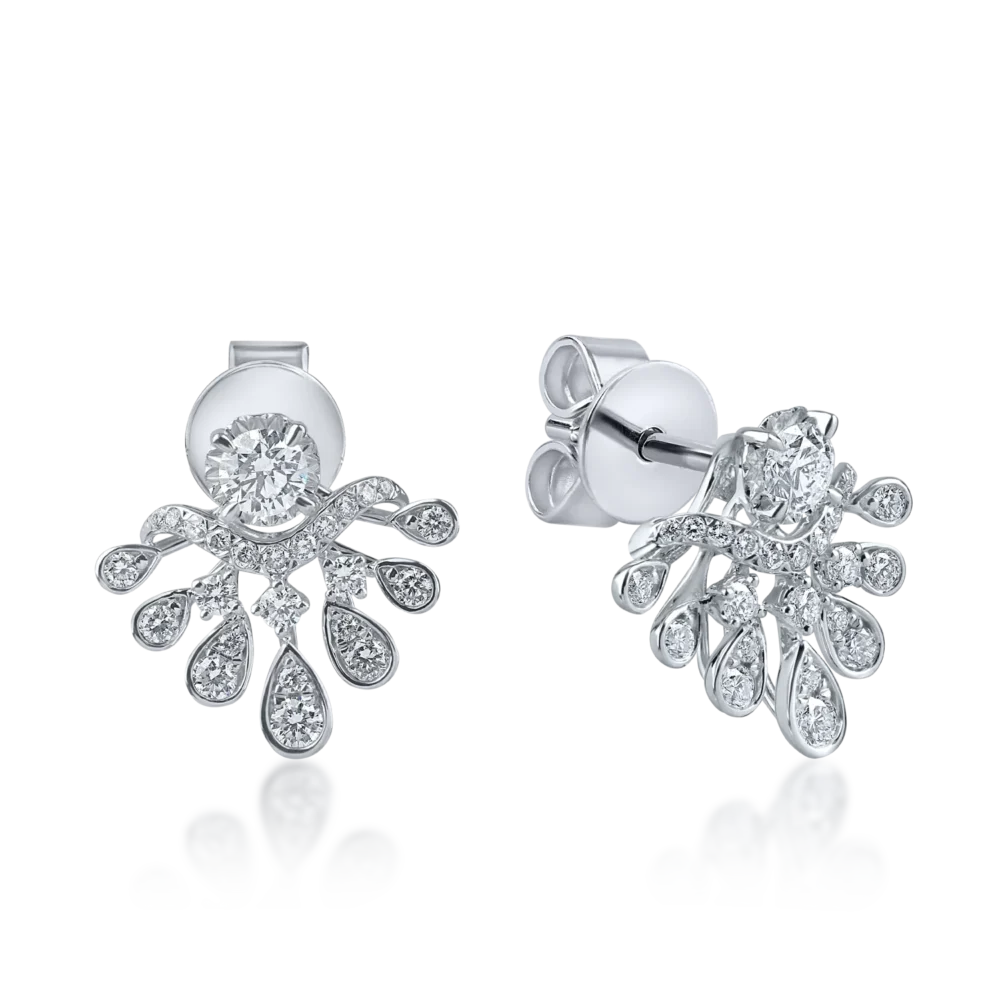 Cercei geometrici din aur alb cu diamante de 0.85ct