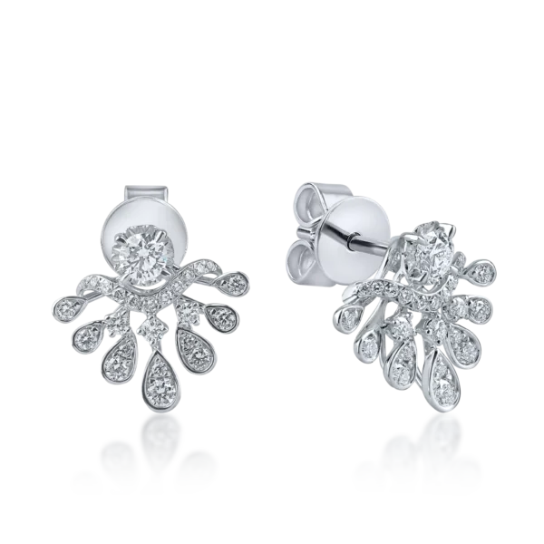 Cercei geometrici din aur alb cu diamante de 0.85ct