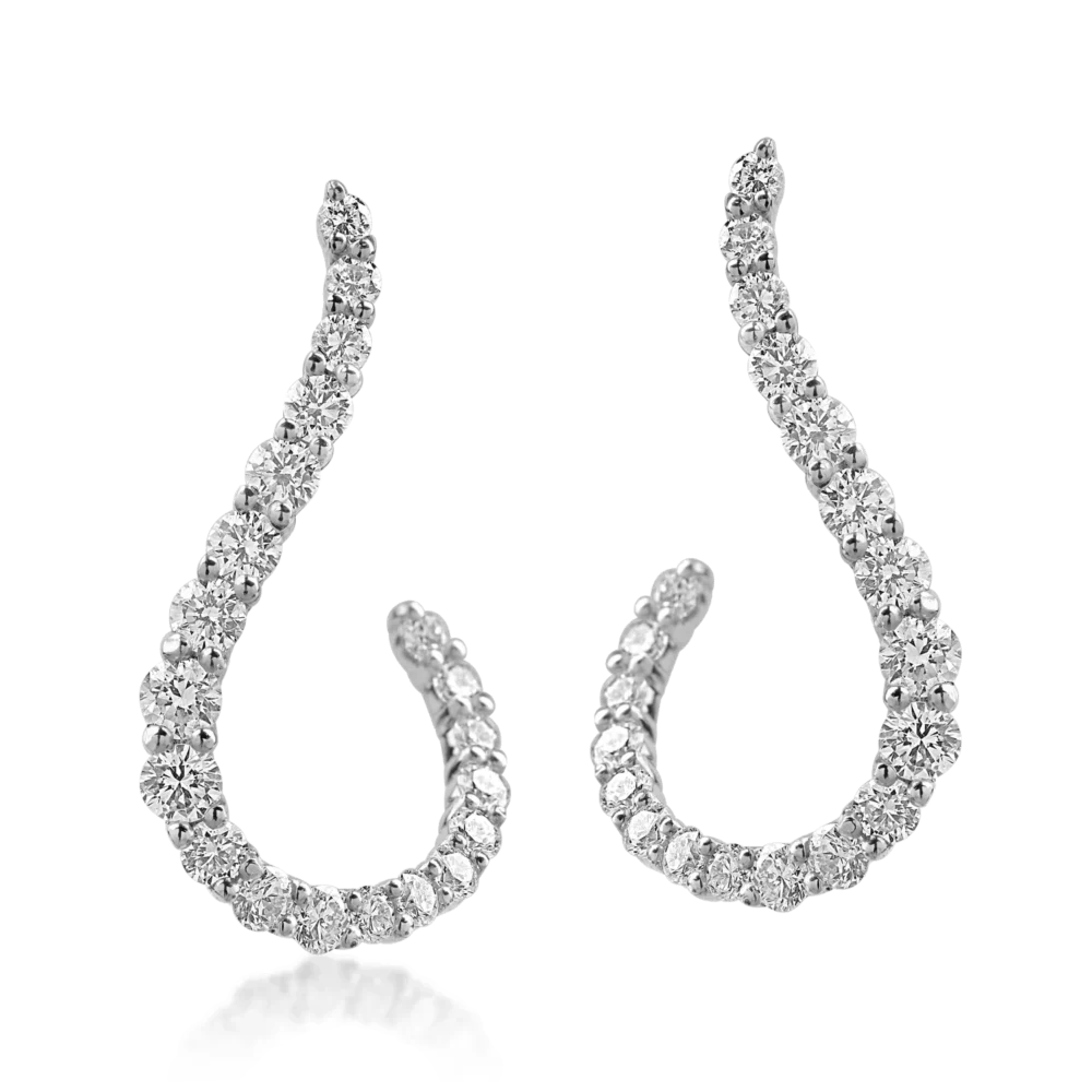 Cercei geometrici din aur alb cu diamante de 0.8ct - imagine 2